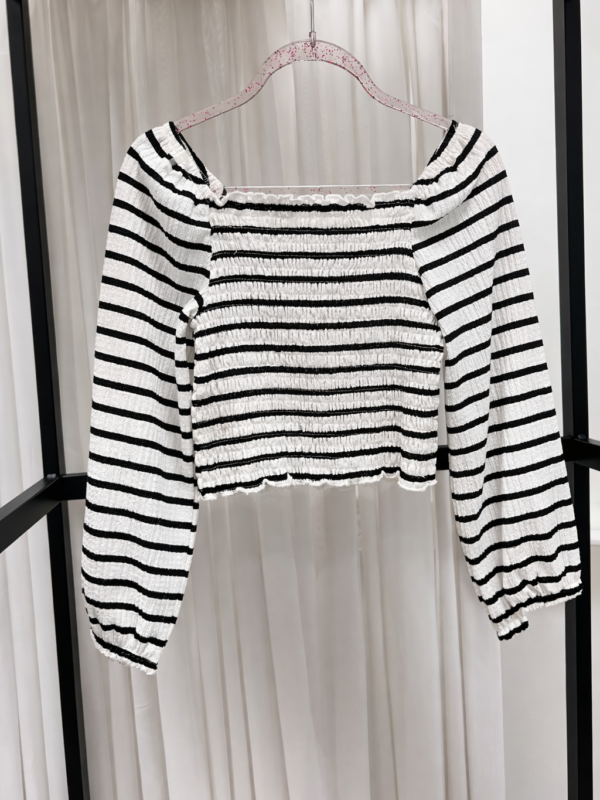 Tüdrukute must-valge triibuline topp – TU Kids 110 cm